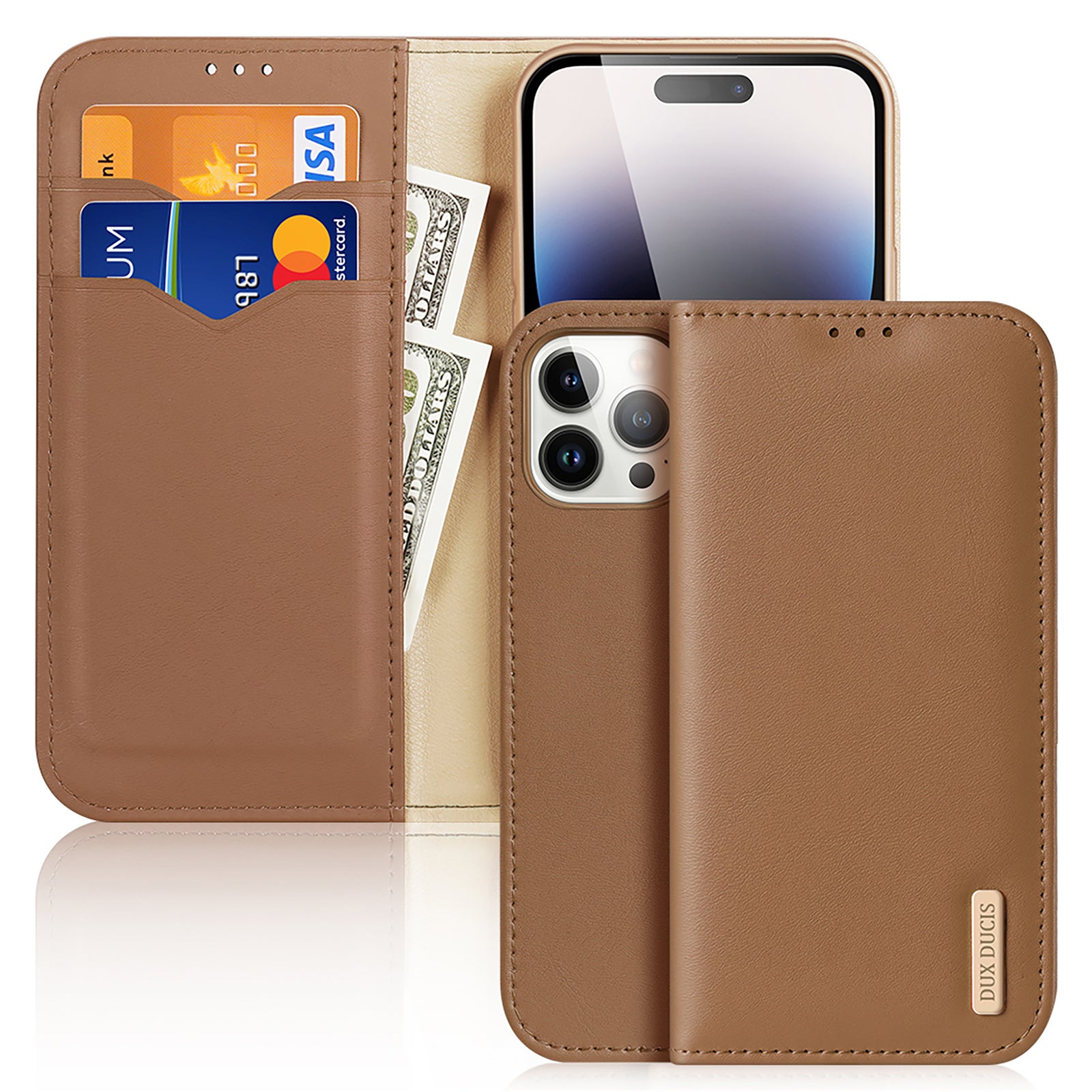 DUX DUCIS Hivo Series pro iPhone 15 Pro Max Pouzdro na peněženku s blokováním RFID Kožený stojánek z hovězí kůže Kryt na telefon DUX DUCIS Hivo Series pro iPhone 15 Pro Max Pouzdro na peněženku s blokováním RFID Kožený stojánek z hovězí kůže Kryt na telefon